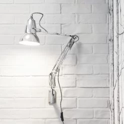 Original 1227 Wall Mounted Lamp By Anglepoise -Lighting Store Original 1227 Wall Mounted Lamp Bright Chrome w BW Cable
