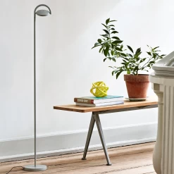Marselis Floor Lamp By Hay -Lighting Store PyramidBenchclearlacqueroakbeigeframe MarselisFloorLampashgrey